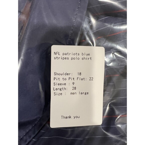 NFL Team Apparel New England Patriots Polo Navy Blue Striped Short Sleeves Large - Picture 9 of 10